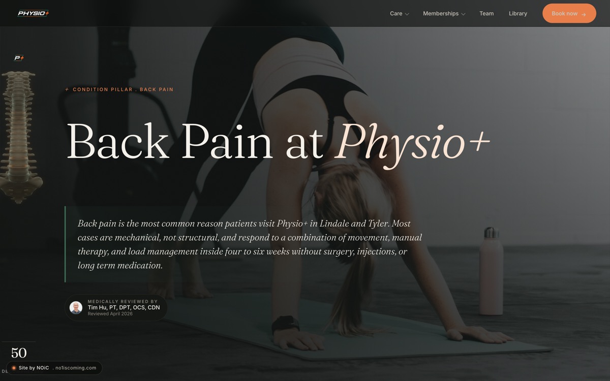 Physio+ after: Condition pillar pages: where SEO, AEO, and GEO actually live