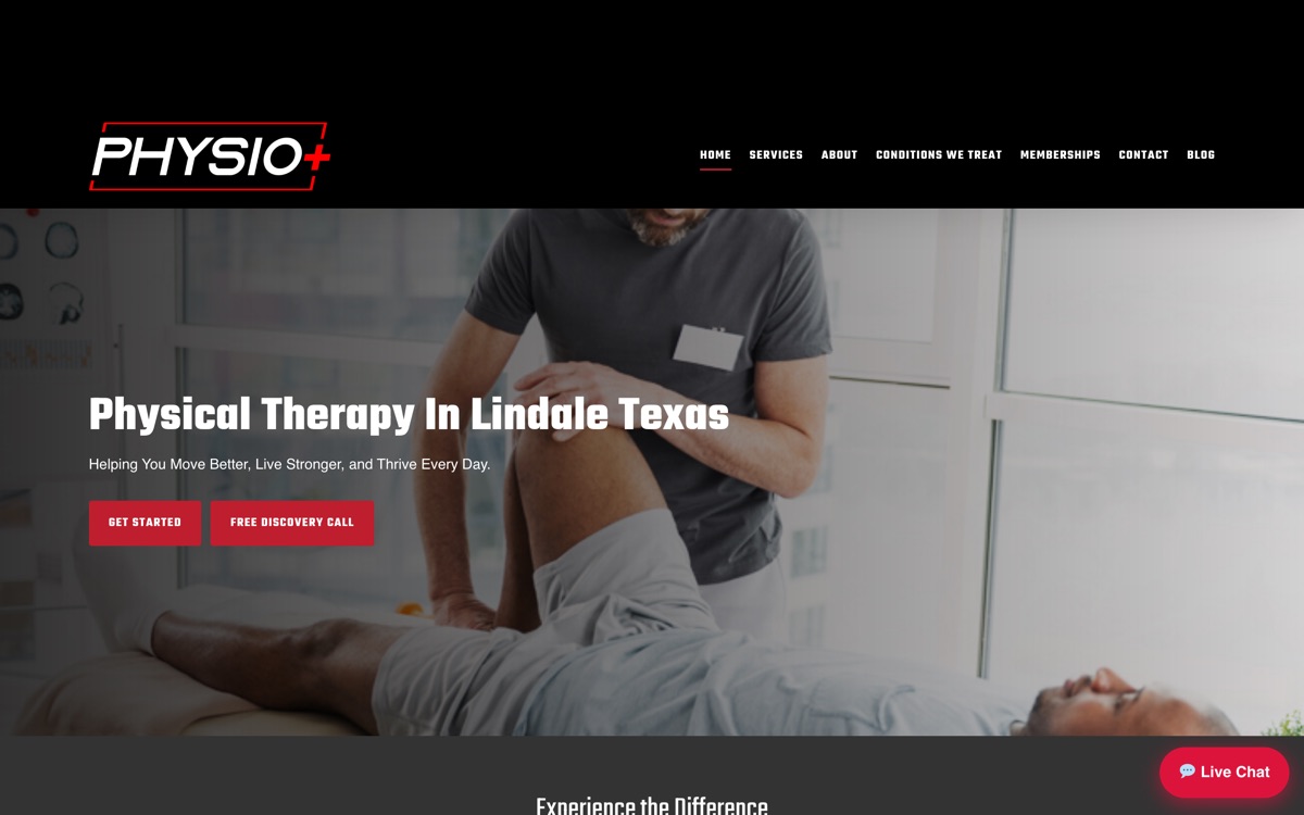 Physio+ before: The homepage: where the prospect decides in seconds