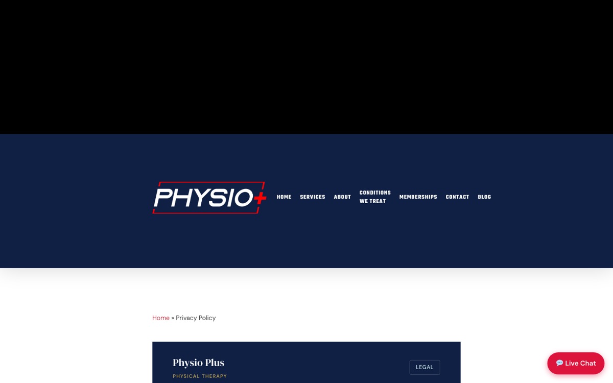 Physio+ before: Compliance: where the carriers and the trust signals check