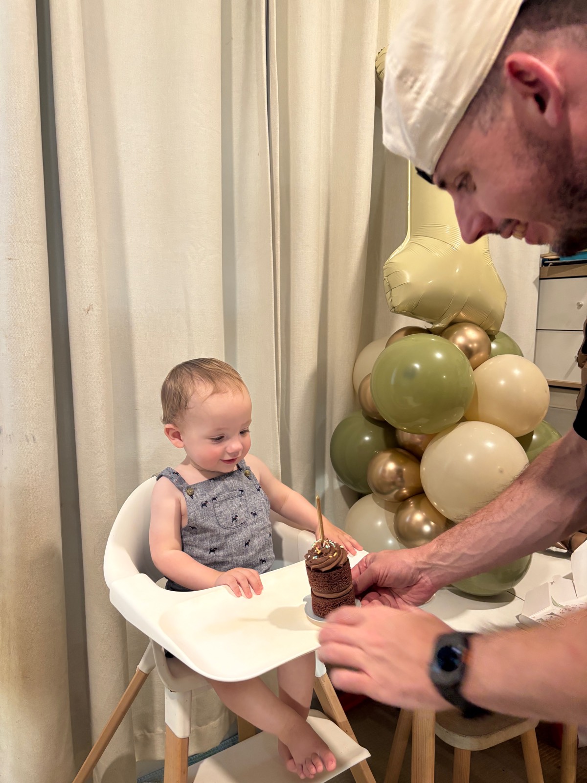 Brice Horrigan with his youngest son at his first birthday