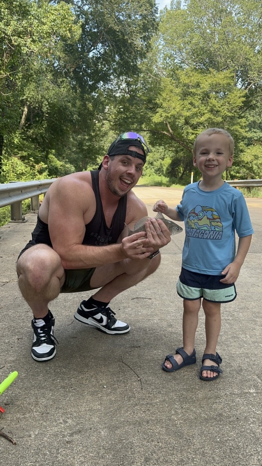 Brice Horrigan fishing with his son